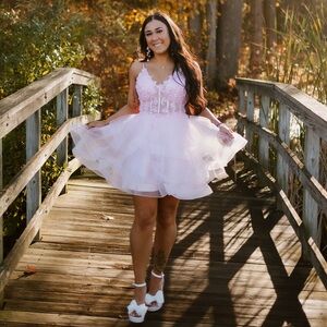 Pink Layered Tulle Dress